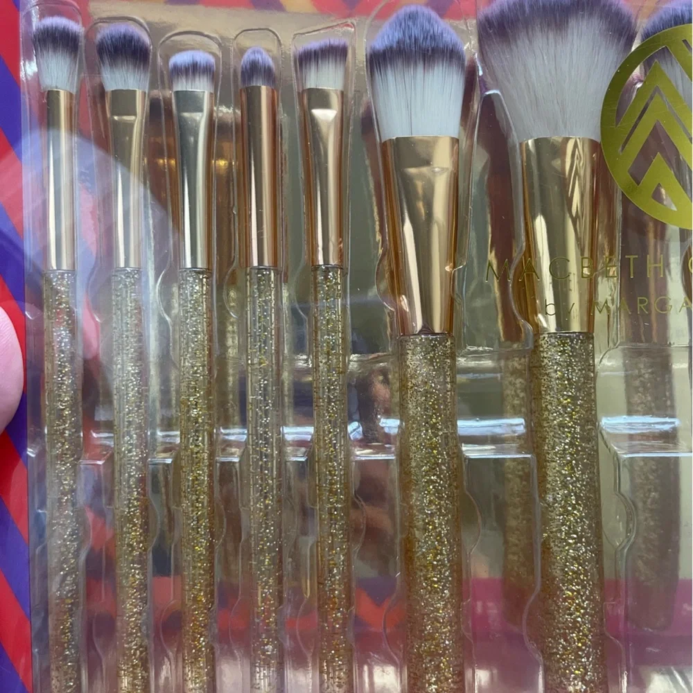 Margaret Josephs Macbeth collection gold glitter clear acrylic 12 pcs beauty set